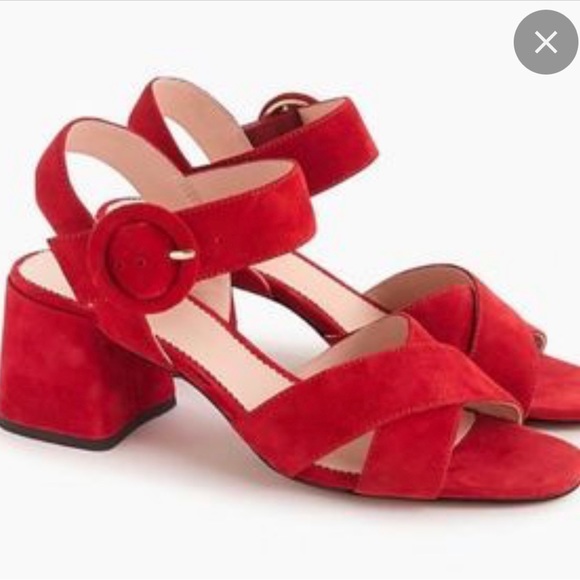 J.Crew Suede Penny sandals-J8229-BRIGHT CERISE- US 7.5 - Picture 2 of 9